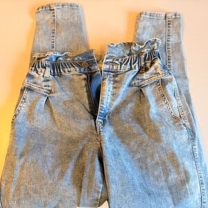 Vintage America Light Wash Paperbag Waist Jeans - Size 4